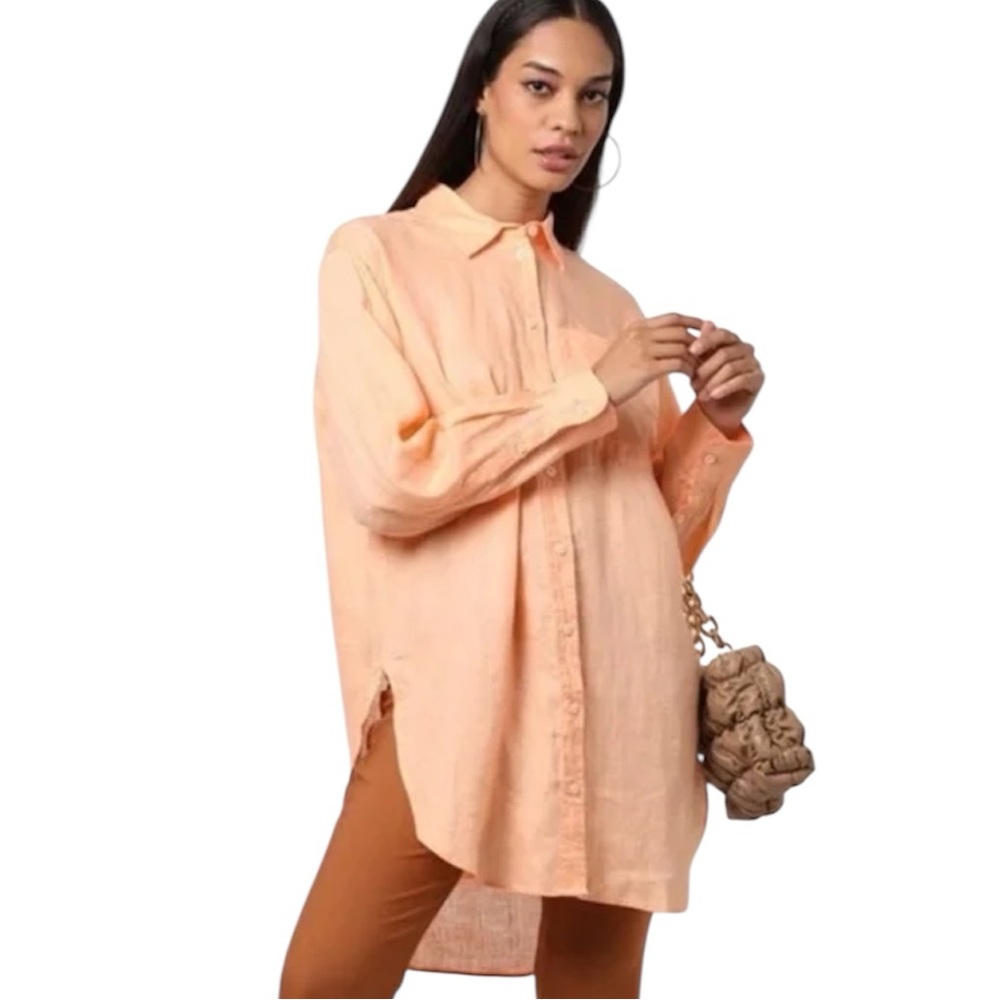 GAP Ladies Weekend Peach Linen Tunic Versatile Oversized Beach Swimsuit Cover Up